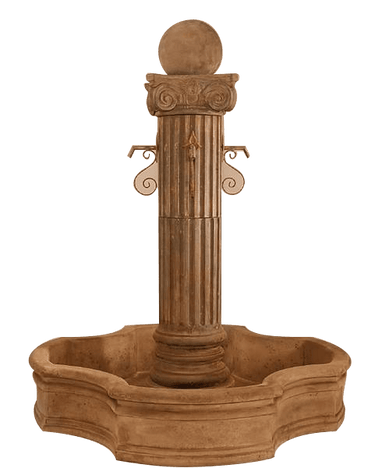 Pantheon Outdoor Cast Stone Garden Fountain W/ Monaco Pond & Ball For Rustic Spouts Fountain Tuscan